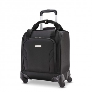 Black Samsonite Spinner Underseater with USB Port Luggage Carry On Luggage | OCJ568243