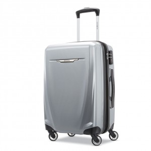 Silver Samsonite Winfield 3 DLX 20" Spinner Luggage Carry On Luggage | BSM138497