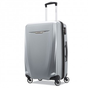 Silver Samsonite Winfield 3 DLX Spinner Expandable Hardside Luggage Checked Luggage | NBC712036