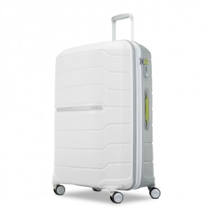 White / Grey Samsonite Freeform Large Spinner Luggage Checked Luggage | JHC467358