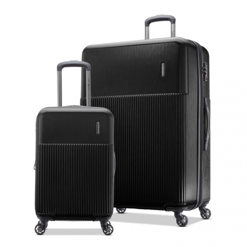 Black Samsonite 2 Piece (CO/LG) Hardside Luggage Sets | HFI893156