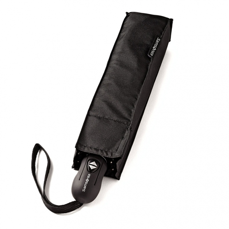 Black Samsonite Compact Auto Open/Close Accessories Umbrellas | ANX186245