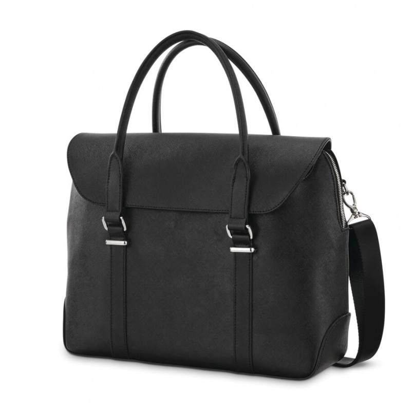 Black Samsonite Executive Leather Convertible Brief Bags & Backpacks Tote Bags | KCQ032645