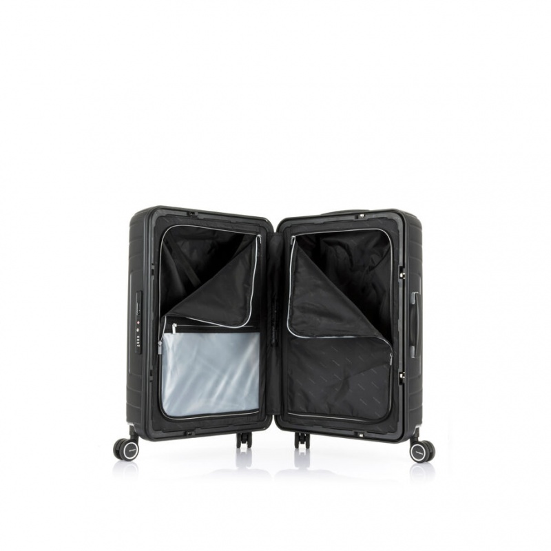 Black Samsonite Lite-Frame Checked Spinner Luggage Checked Luggage | SXO926513