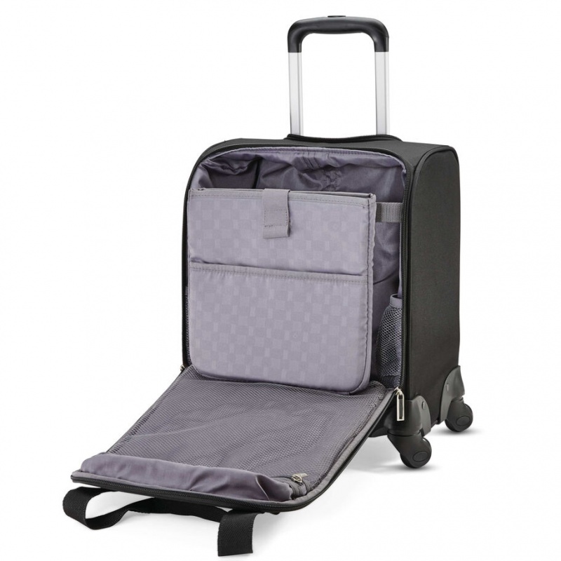 Black Samsonite Spinner Underseater with USB Port Luggage Carry On Luggage | OCJ568243