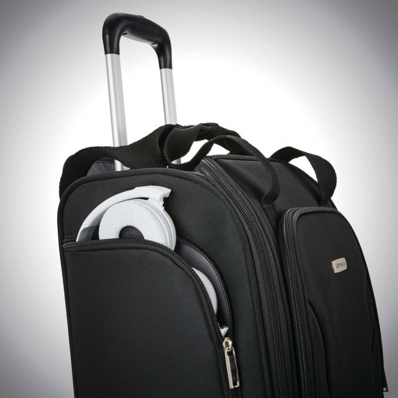 Black Samsonite Spinner Underseater with USB Port Luggage Carry On Luggage | OCJ568243