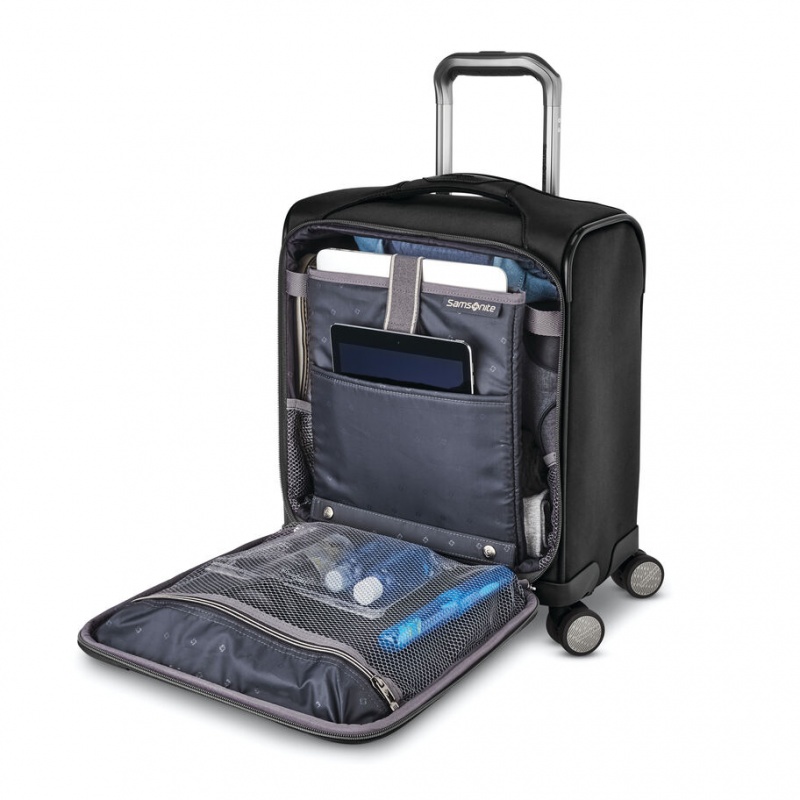 Black Samsonite Theorym Underseater Spinner Luggage Carry On Luggage | XVM417356