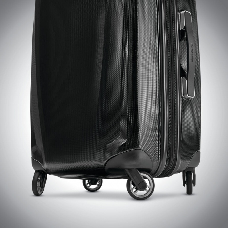 Black Samsonite Winfield 3 DLX Spinner Expandable Hardside Luggage Checked Luggage | BWM210453