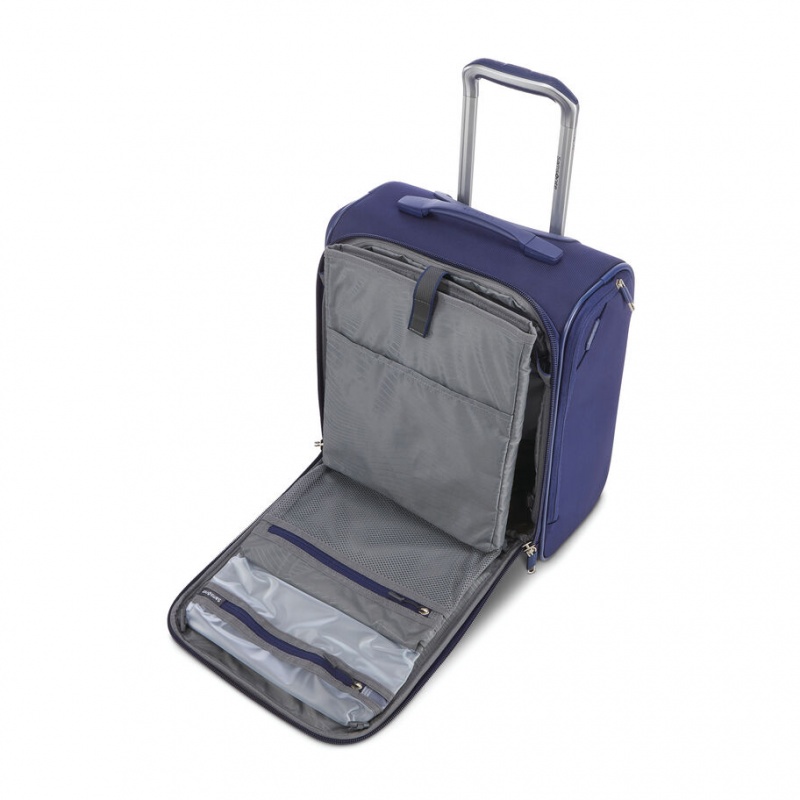 Blue Samsonite Ascentra Wheeled Underseater Luggage Carry On Luggage | LUW641905