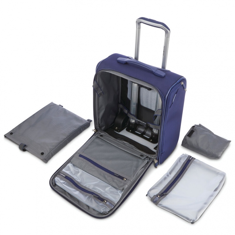 Blue Samsonite Ascentra Wheeled Underseater Luggage Carry On Luggage | LUW641905