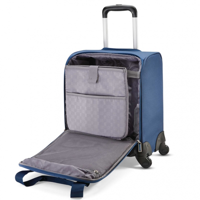 Blue Samsonite Spinner Underseater with USB Port Luggage Carry On Luggage | GNM564713