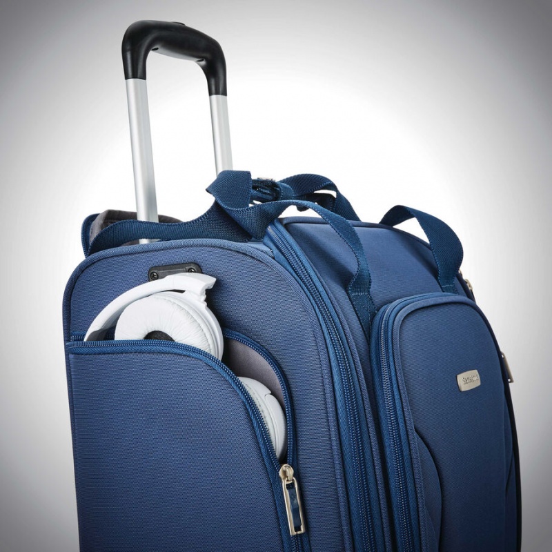 Blue Samsonite Spinner Underseater with USB Port Luggage Carry On Luggage | GNM564713