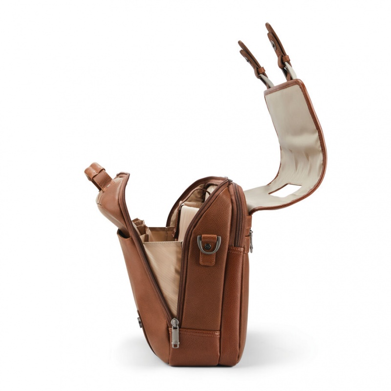 Brown Samsonite Classic Leather Flapover Bags & Backpacks Business Bags | SUQ248763