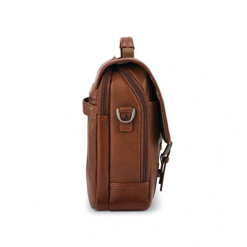 Brown Samsonite Classic Leather Flapover Bags & Backpacks Business Bags | SUQ248763