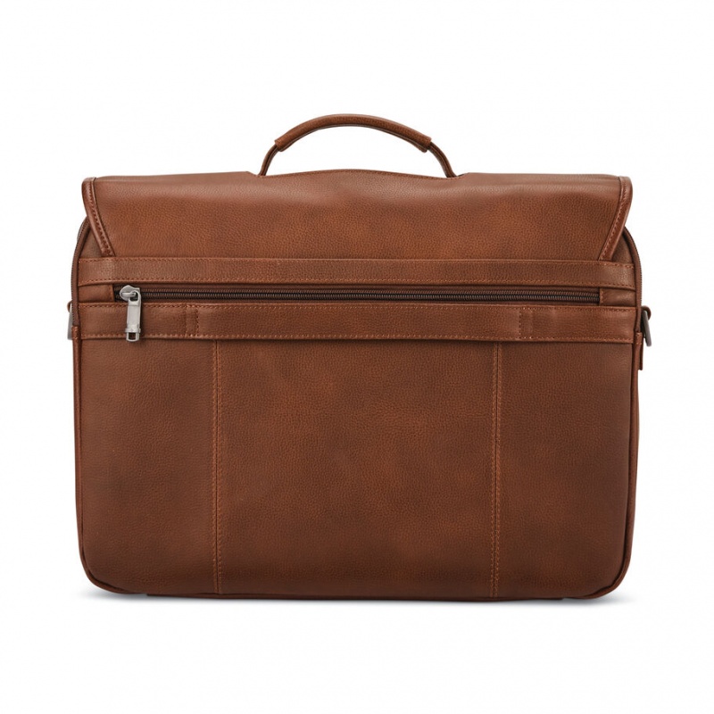 Brown Samsonite Classic Leather Flapover Bags & Backpacks Business Bags | SUQ248763