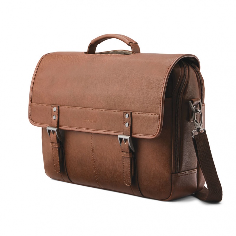 Brown Samsonite Classic Leather Flapover Bags & Backpacks Business Bags | SUQ248763