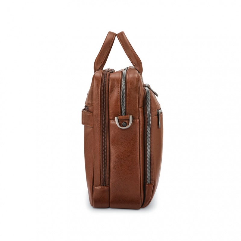 Brown Samsonite Classic Leather Toploader Bags & Backpacks Business Bags | CJD296381