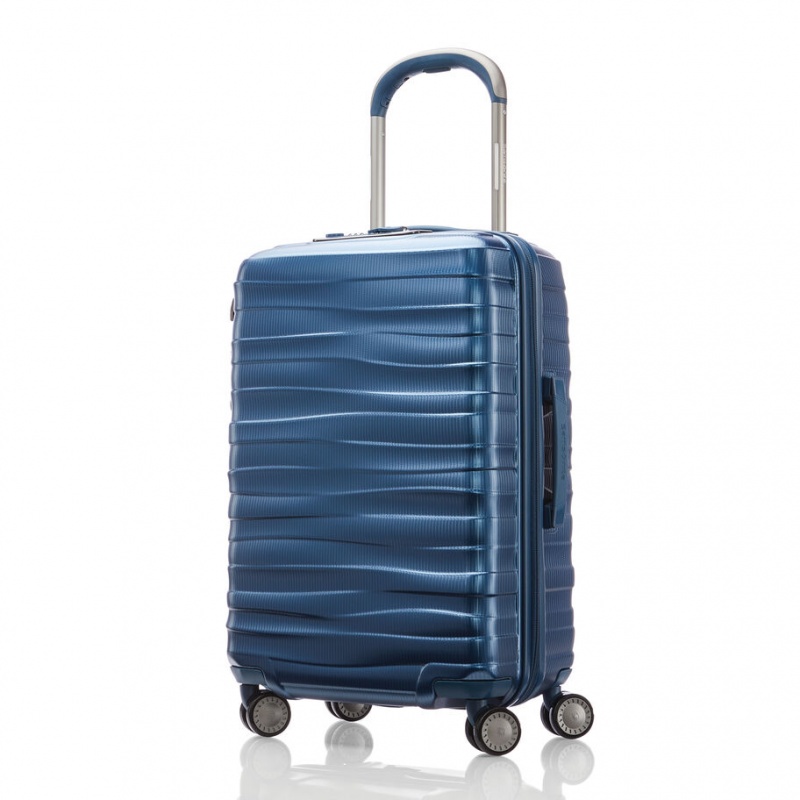 Metal Blue Samsonite Stryde 111 22x14x9 Spinner Hardside Spinner Luggage Carry On Luggage | MSF205934