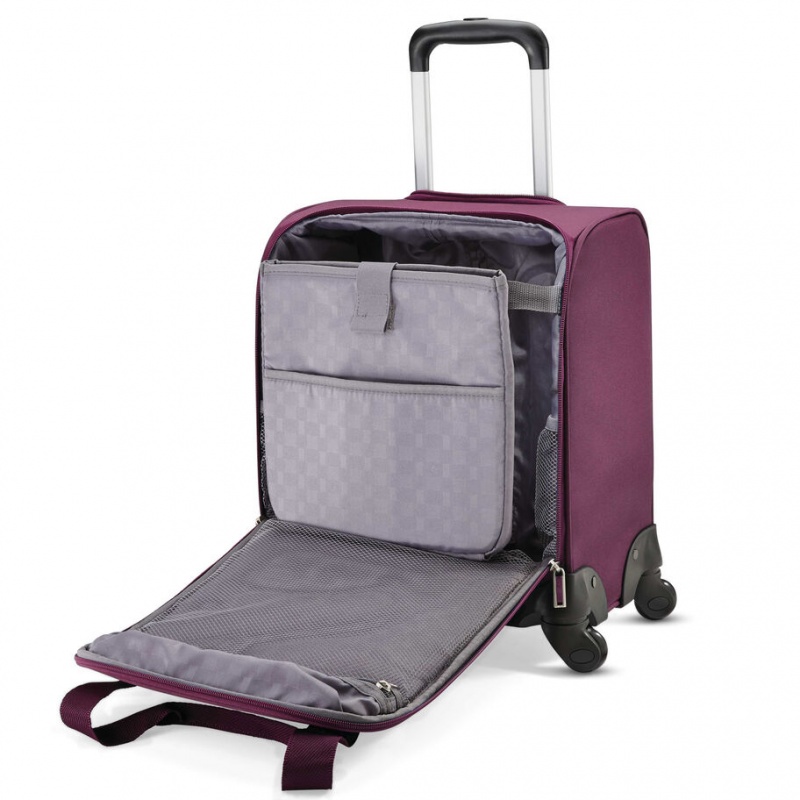 Purple Samsonite Spinner Underseater with USB Port Luggage Carry On Luggage | DAN127640