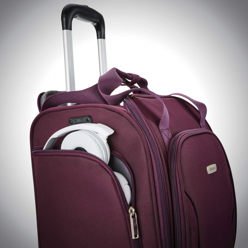 Purple Samsonite Spinner Underseater with USB Port Luggage Carry On Luggage | DAN127640