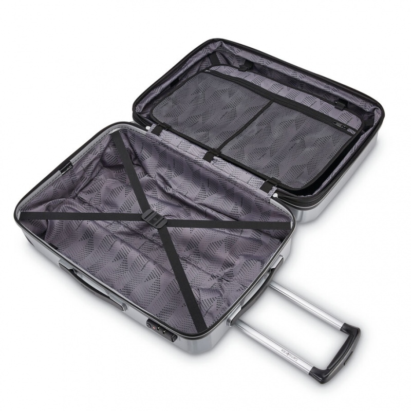 Silver Samsonite Winfield 3 DLX Spinner Expandable Hardside Luggage Checked Luggage | NBC712036