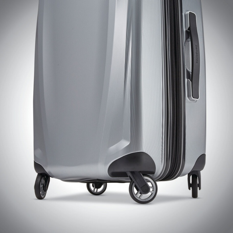 Silver Samsonite Winfield 3 DLX Spinner Expandable Hardside Luggage Checked Luggage | NBC712036