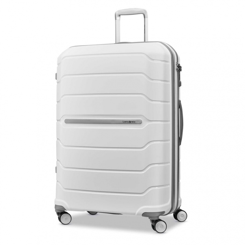 White Samsonite Freeform Large Spinner Luggage Checked Luggage | TKD609587