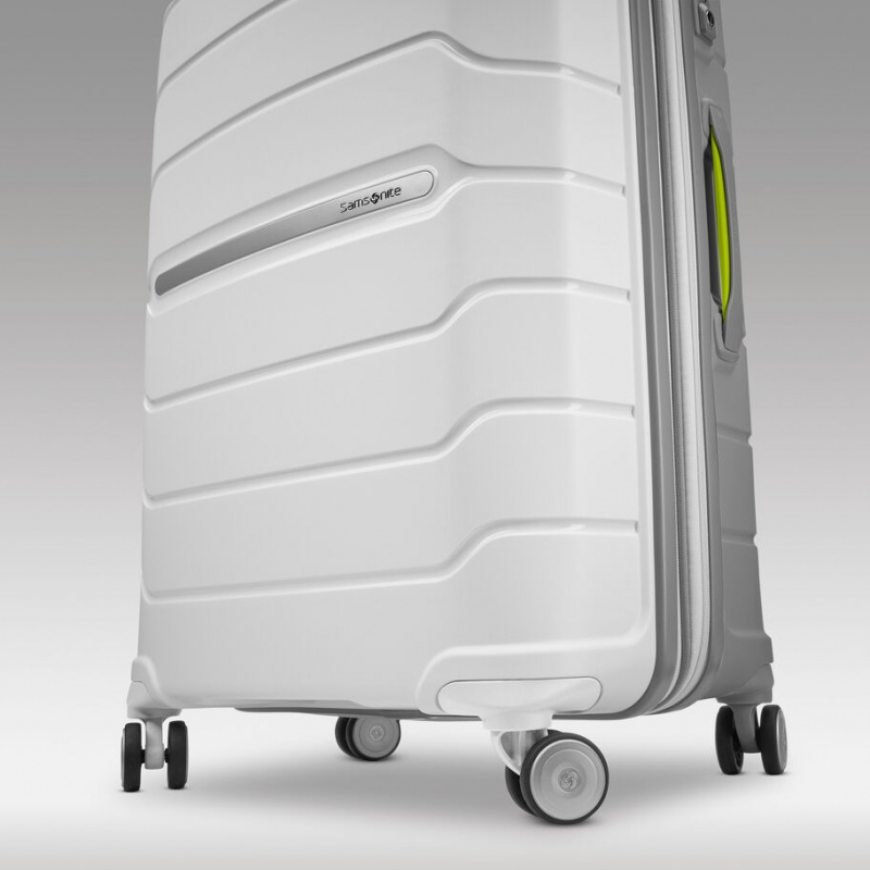 White / Grey Samsonite Freeform Large Spinner Luggage Checked Luggage | JHC467358