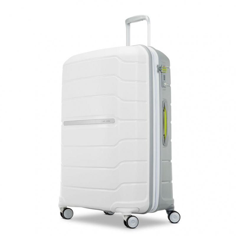 White / Grey Samsonite Freeform Large Spinner Luggage Checked Luggage | JHC467358